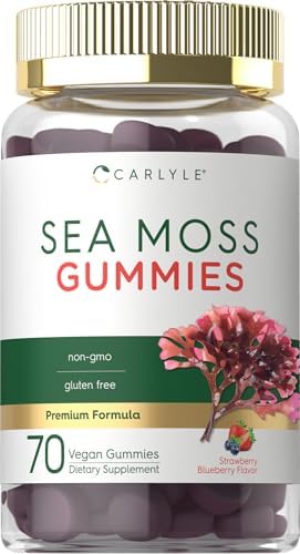 Carlyle Sea Moss Gummies | 70 Count | Strawberry Blueberry Flavor | Vegan, Non-GMO, Gluten Free Supplement Carlyle