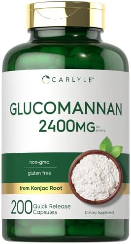 Carlyle Glucomannan Capsules | 200 Count | Soluble Fiber Pills | Non-GMO, Gluten Free Supplement Carlyle