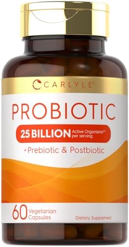 Carlyle Probiotic with Prebiotics & Postbiotics | 25 Billion CFU | 60 Capsules | Supplement for Women & Men | Powder Pills | Vegetarian, Non-GMO & Gluten Free Carlyle