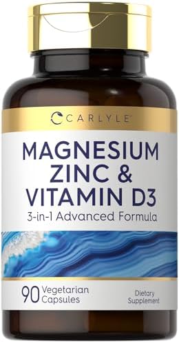 Carlyle Magnesium Zinc and Vitamin D3 | 90 Capsules | 3-in-1 Advanced Formula | Vegetarian, Non-GMO and Gluten Free Carlyle