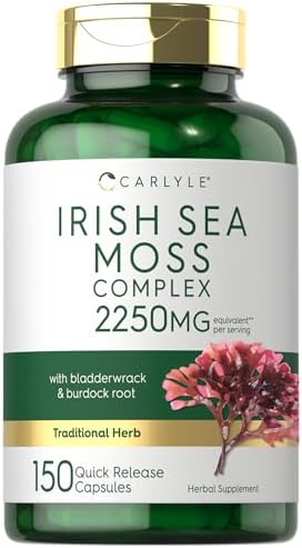 Carlyle Irish Sea Moss Capsules 2250mg | 150 Count | Complex Formula with Bladderwrack & Burdock Root | Non-GMO & Gluten Free Carlyle