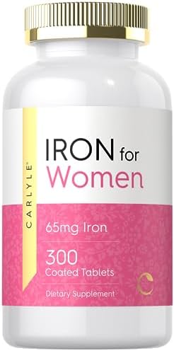 Carlyle Iron for Women 65mg | 300 Coated Tablets | Vegetarian, Non-GMO & Gluten Free Supplement Carlyle