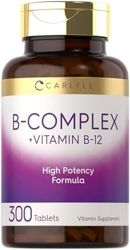 Carlyle B-Complex Vitamin with B12 | 300 Tablets | High Potency Formula | Vegetarian and Non-GMO Supplement Carlyle