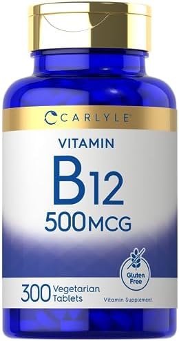 Carlyle Vitamin B-12 500mcg | 300 Tablets | Vegetarian, Non-GMO, Gluten Free Supplement Carlyle