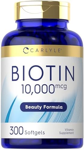 Carlyle Biotin 10000mcg | 300 Softgels | Max Strength | Non-GMO, Gluten Free Supplement Carlyle