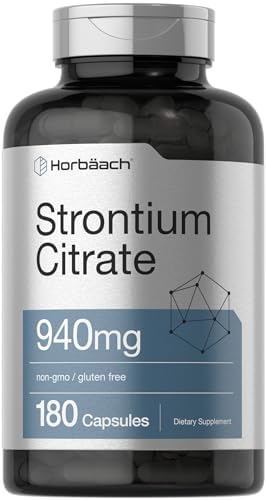 Horbäach Strontium Citrate 940 mg | 180 Capsules | Non-GMO & Gluten Free Supplement Horbäach