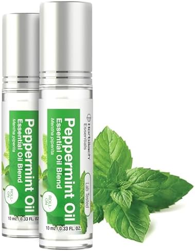 Horbäach Peppermint Essential Oil Roll On Blend | .33 fl oz (Pack of 2) | Roller for Skin Horbäach