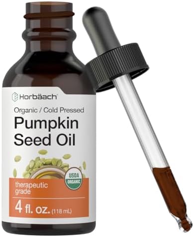 Horbäach Organic Pumpkin Seed Oil | 4 fl oz | Cold Pressed, 100% Pure, Extra Virgin | Vegetarian, Non-GMO, Gluten Free Formula | Great for Hair and Face Horbäach