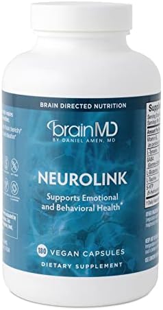 Dr Amen BrainMD NeuroLink - 180 Capsules - Promotes Optimal Brain Function, Focus & Concentration - Gluten Free - 45 Servings BrainMD