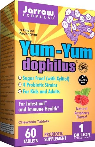 Jarrow Formulas, Yum-Yum Dophilus, Natural Raspberry Flavor, 60 Chewable Tablets Jarrow Formulas