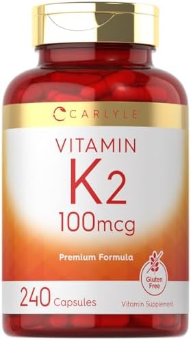 Carlyle Vitamin K2 Supplement 100 mcg | K2 MK-4 | 240 Capsules | Non-GMO & Gluten Free Carlyle