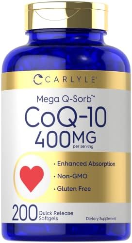 Carlyle Coq10 400mg Softgels | 200 Count | Non-GMO and Gluten Free Supplement | High Absorption Carlyle