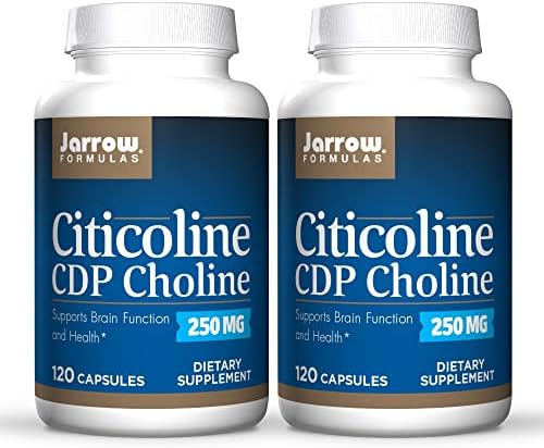 Jarrow Formulas Citicoline (CDP Choline) 250 mg - 120 Capsules, Pack of 2 - Supports Brain Health & Attention Performance - Up to 240 Total Servings Jarrow Formulas