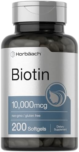 Horbaach Biotin 10000 mcg | 200 Softgels | Vitamin B7 Supplement | Non-GMO & Gluten Free Horbäach