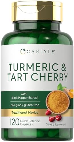 Carlyle Turmeric and Tart Cherry Capsules | 120 Count | with Bioperine | Vegetarian, Non-GMO, Gluten Free Supplement Carlyle