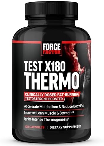 FORCE FACTOR Test X180 Thermo Testosterone Supplement and Fat Burner for Men to Accelerate Metabolism, Reduce Body Fat, Build Lean Muscle, and Increase Thermogenesis, 120 Capsules Force Factor