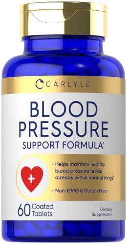 Carlyle Blood Pressure Supplements | 60 Coated Tablets | Blood Pressure Support Formula | Vegetarian, Non-GMO, Gluten Free Carlyle