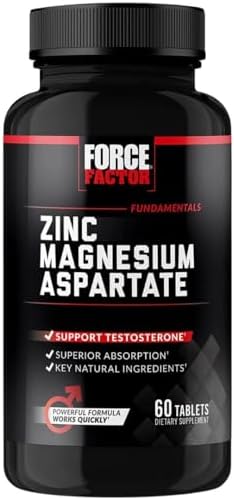 Force Factor Zinc Magnesium Aspartate, Zinc Magnesium Supplement to Improve Muscle Recovery & Performance, Promote Better Sleep & Relaxation, Boost Immune Health, 60 Tablets Force Factor