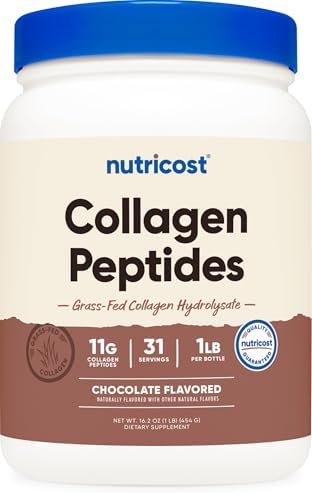 Nutricost Grass-Fed Collagen Powder 1LB (454 G) (Chocolate) - Grass Fed Bovine Collagen Hydrolysate - Collagen Peptides Nutricost