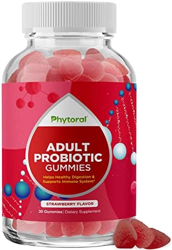 Healthy Gut Probiotic Gummies for Adults - Organic Probiotics for Gut Health Upset Stomach Relief and Immune Support - Digestive Health Chewable Probiotic Gummies for Women and Men - 5 Billion CFU Phytoral