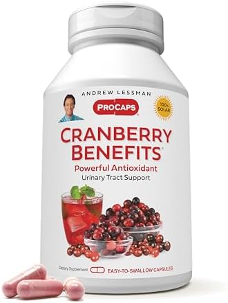 ANDREW LESSMAN Cranberry Benefits 30 Capsules - Supports Bladder, Kidney and Urinary Tract Health. High Potency Standardized Extracts of Cranberry Fruit, Small Easy to Swallow Capsules Andrew Lessman