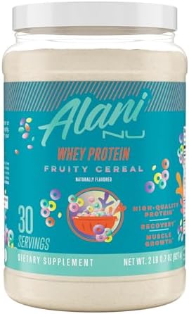 Alani Nu Whey Protein Powder Fruity Cereal | 23g Protein with Low Sugar & Digestive Enzymes | Meal Replacement Powder | Low Fat Low Carb Whey Isolate Protein Blend | 30 Servings Alani Nu