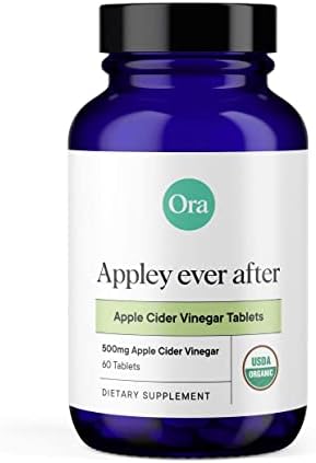 Ora Organic Apple Cider Vinegar Pills - ACV Metabolism Booster, Detox Cleanse, Weight Management - Organic Apple Flavor, 1 Month Supply, 60 Vegan Tablets Ora Organic