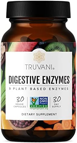 Truvani Digestive Enzymes | 9 Enzyme Blend | Digestive Support | Reduce Bloating | Increased Nutrient Absorption | Non-GMO Capsules| 30 Day Supply Truvani