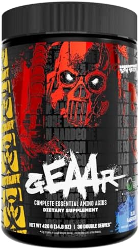 Mutant GEAAR - 9.4g of EAA Powder + Arginine, 7g BCAAs, 4g Leucine, Electrolytes, Coconut Water, 30 Servings - Blue Raspberry Mutant