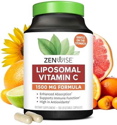 Zenwise Health Liposomal Vitamin C Supplement, 1500 MG Enhanced Absorption Organic Vitamin C Liposomal for Antioxidant, Immune, Natural Energy Boost, and Skin Care Support - 180 CT Zenwise Health