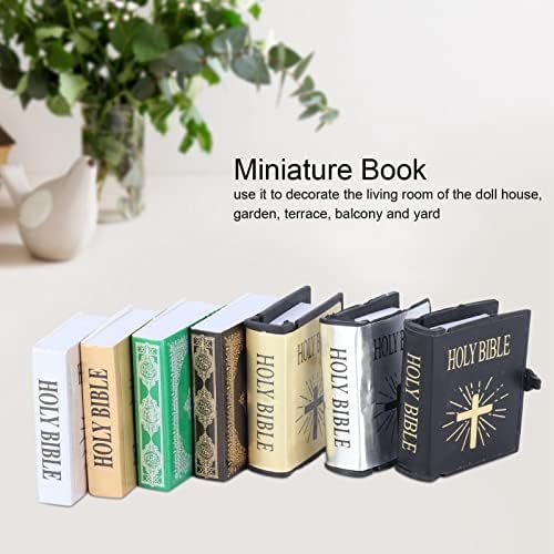 Zerodis Miniature Bible, 1:12 Mini Doll House Pocket Furniture Book Accessories Bible Flip Book Miniature Toy Miniature Study Library Accessory(5 Holy Bible + 2 Quran) Zerodis