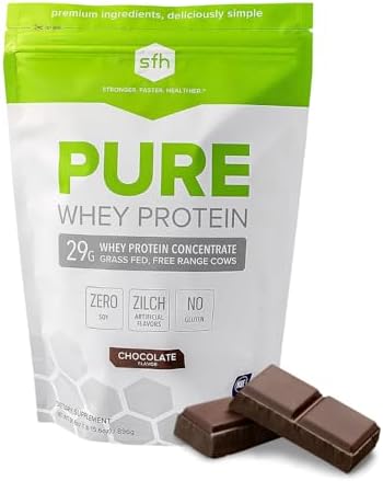 SFH Pure Whey Protein Powder (Chocolate) Best Tasting Grass Fed Whey | All Natural | Non-GMO, No Artificials, Soy Free, Gluten Free | (Chocolate, 31.6 Ounce (Pack of 1) Sfh