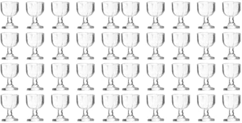 LOGOFUN 40 Pcs Dollhouse Miniature Wine Glasses 1:12 Scale Drink Cups Round Bottom Glasses Kitchen Accessories Decorations Logofun