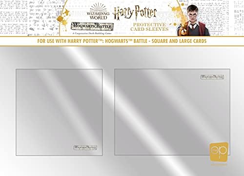 Harry Potter Hogwarts Battle Square and Large Card Sleeves | 80mm x 80mm and 80mm x 105mm Card Protector Sleeves for Harry Potter Deckbuilding Games | Cardsleeve Back Artwork Featuring Hogwarts Crest USAopoly