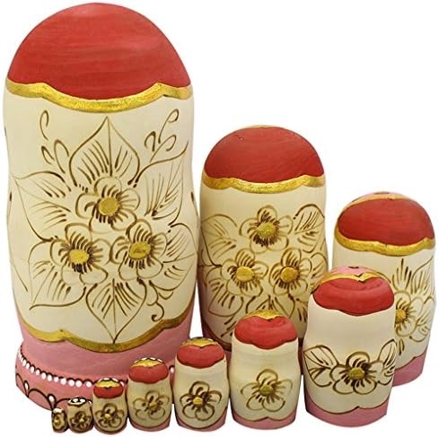 Winterworm Cute Handmade Wooden Traditional Russian Girl in Moscow Kremlin Traditional Russian Nesting Dolls Matryoshka Dolls Set 10 Pieces for Kids Toy Home Decoration Winterworm