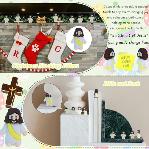 32 Pcs Little Jesus Figures Easter Mini Rubber Jesus Toys to Hide and Seek, Little Pocket Jesus Miniatures Religious Party Favors Baptism Gifts Sunday School Easter Egg Stuffers (Blue) XiawaLangzhuo