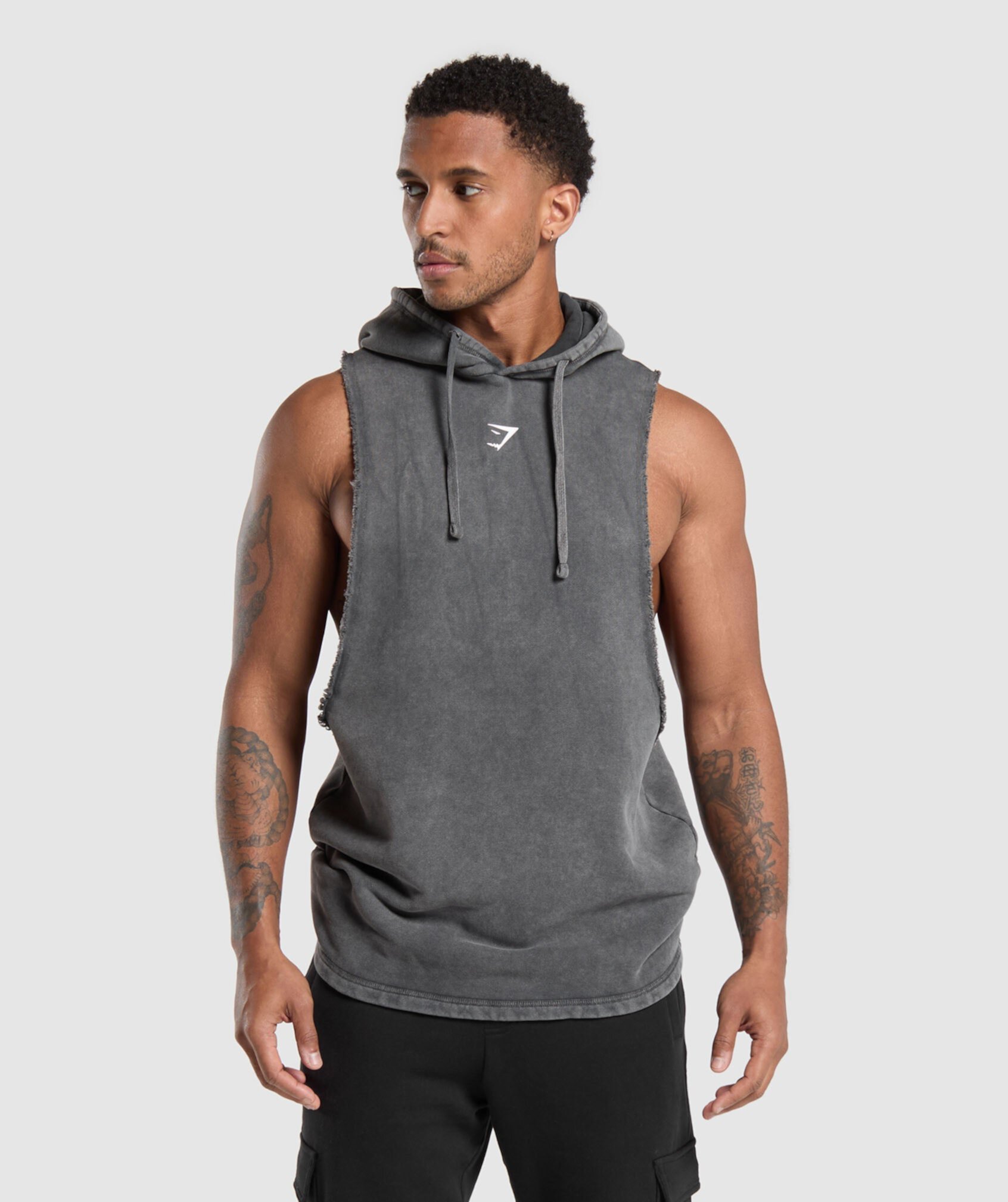 Washed Drop Arm Sleeveless Hoodie Gymshark