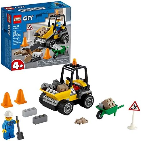 LEGO City Roadwork Truck 60284 Toy Building Kit; Cool Roadworks Construction Set for Kids, New 2021 (58 Pieces) Lego