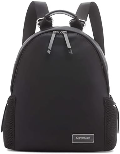 Calvin Klein Women's Jessie Organizational Backpack for Women – Nylon Water-Resistant Backpack, 5 Pockets, Black/Silver, One Size Calvin Klein