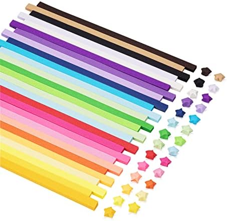 Qunrwe Origami Star Paper Strips 2700 Sheets Solid Color Star Folding Paper Double Sided Paper for Kids DIY Handmade Arts Crafts,School Teaching beginners Origami Paper,Valentines Day Gifts(27 colors) Qunrwe