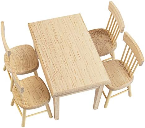 AUEAR, 5 Pack 1 12 Miniature Dining Table Chair Wooden Furniture Accessories Set Auear