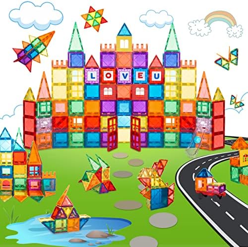 Magnetic Tiles 85 PCS Magnetic Blocks for Kids, 3D Magnetic Building Blocks, Magnetic Stacking Toys Construction Kit,STEM Toys Gift for Toddlers Children Boys Girls Ages 3 4 5 6 7 8+ Year Old MagHub