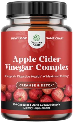 Potent Apple Cider Vinegar Capsules – ACV Pills Nutritional Supplements for Digestive Health with Natural Cleansing and Size Reducing Formula for Women and Men Designed to Help You Reach Your Goal Natures Craft