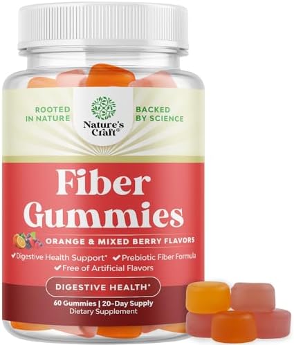 Tasty Prebiotic Fiber Gummies for Adults - High Fiber Supplement Gummies Vitamins for Adults with Prebiotic Soluble Chicory Root for Immunity and Digestive Support - Non GMO Vegan Halal 30 Count Natures Craft