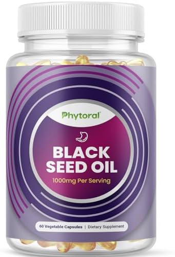 Phytoral Premium Black Seed Oil Capsules - Nigella Sativa Black Seed Oil Pills for Digestive Health Immune Support and Brain Booster Antioxidant Supplement - Full Spectrum Cumin Capsules Phytoral