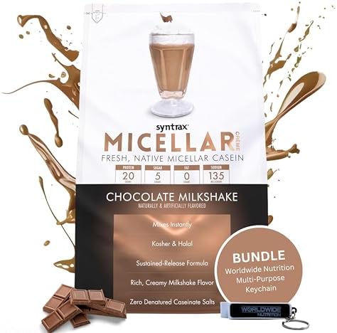 Syntrax Bundle: Micellar Créme, Chocolate Milkshake, 2 Pounds with Worldwide Nutrition Keychain Syntrax