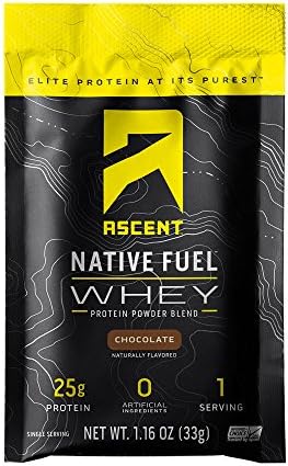 Ascent Native Fuel Whey Protein Powder - Chocolate - 15 Single Serving Packets Ascent