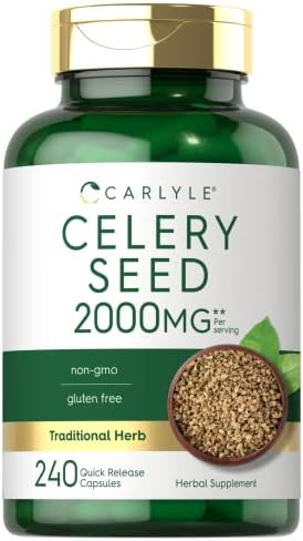 Carlyle Celery Seed Extract Capsules | 2000mg | 240 Count | Traditional Herb Supplement | Non-GMO and Gluten Free Formula Carlyle