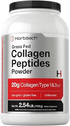 Horbaach Collagen Peptides Powder 40 oz | Unflavored | Type 1 and 3 Protein Collagen | Keto and Paleo Supplement | Grass Fed, Non-GMO, Gluten Free Horbäach