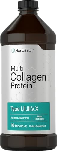 Horbaach Multi Collagen Protein 16 fl oz | Fruit Flavor | Liquid Collagen Peptides | Type I, II, III, V, X | Non-GMO, Gluten Free Supplement Horbäach